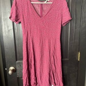Pink/purple V-Neck Short Sleeve Dress